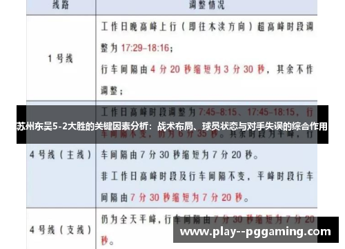 苏州东吴5-2大胜的关键因素分析：战术布局、球员状态与对手失误的综合作用