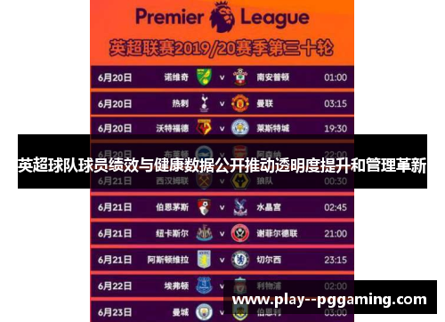英超球队球员绩效与健康数据公开推动透明度提升和管理革新 英超球队球员绩效与健康数据公开推动透明度提升和管理革新